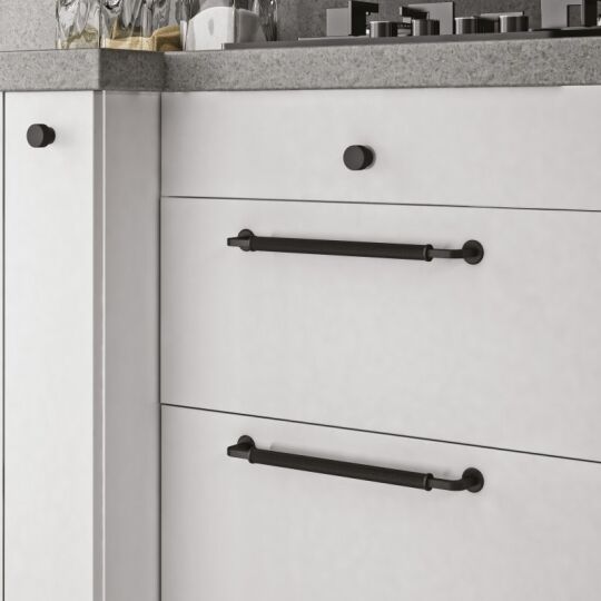 Greep Dimond 12mm Mat zwart  de greep is leverbaar in 2 boorafstanden