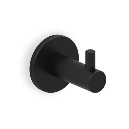 Haakje rond 14x42mm met plaat mat zwart