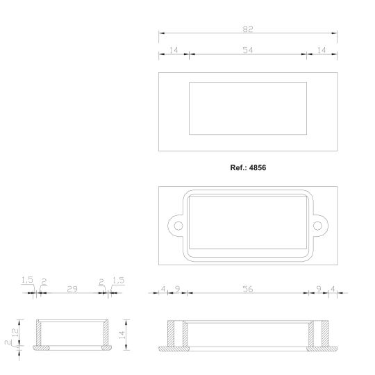 Infreeskom rechthoekig 64X82mm H-36mm chromo look