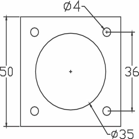 Ronde stelpoot Ø 35mm H-160mm RVS met plaat verstelbaar