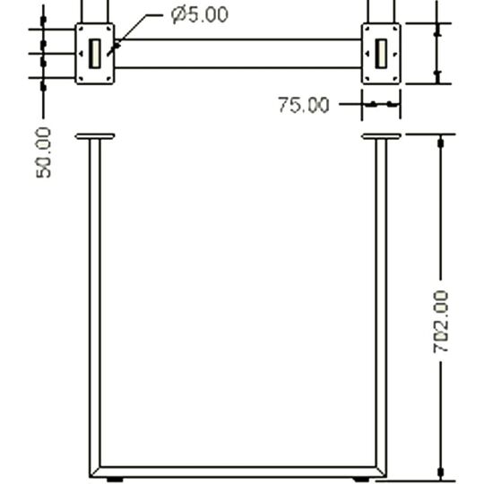 Tafelonderstel 600x700mm RVS geborsteld